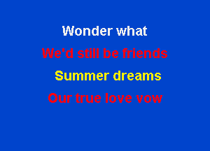 Wonder what
We'd still be friends

Summer dreams
Our true love vow