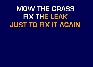 MOW THE GRASS
FIX THE LEAK
JUST TO FIX IT AGAIN