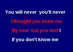 You will never you'll never

I thought you knew me

By now but you don't

If you don't know me