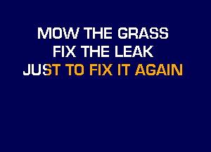 MOW THE GRASS
FIX THE LEAK
JUST TO FIX IT AGAIN