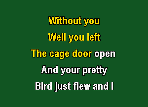 Without you
Well you left

The cage door open

And your pretty
Bird just flew and I