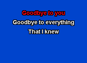 Goodbye to you
Goodbye to everything

That I knew