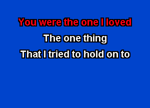 You were the one I loved
The one thing

That I tried to hold on to