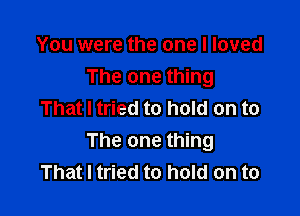 You were the one I loved
The one thing

That I tried to hold on to
The one thing
That I tried to hold on to