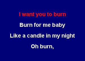 I want you to burn

Burn for me baby

Like a candle in my night

Oh burn,