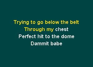 Trying to go below the belt
Through my chest

Perfect hit to the dome
Dammit babe