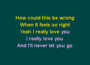 How could this be wrong
When it feels so right
Yeah I really love you

I really love you
And I'll never let you go