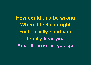 How could this be wrong
When it feels so right
Yeah I really need you

I really love you
And I'll never let you go