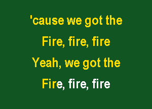 'cause we got the
Fire, fire, fire

Yeah, we got the

Fire, fire, fire