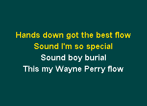 Hands down got the best flow
Sound I'm so special

Sound boy burial
This my Wayne Perry flow