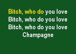 Bitch, who do you love
Bitch, who do you love

Bitch, who do you love
Champagne