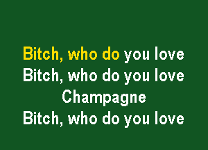 Bitch, who do you love

Bitch, who do you love
Champagne
Bitch, who do you love