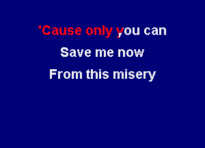 'Cause only you can
Save me now

From this misery