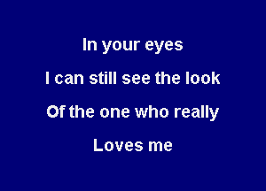 In your eyes

I can still see the look

Of the one who really

Loves me