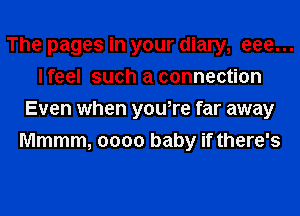 The pages in your diary, 000...
I feel such a connection
Even when y0u,re far away
Mmmm, 0000 baby if there's