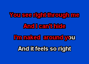 You see right through me

And I can't hide

I'm naked around you

And it feels so right