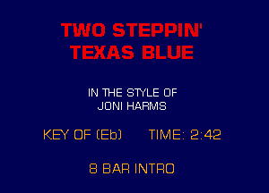 IN THE STYLE OF
JDNI HAHMS

KEY OF EEbl TIME 242

8 BAR INTRO