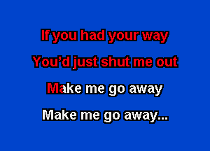 If you had your way
Yowd just shut me out

Make me go away

Make me go away...