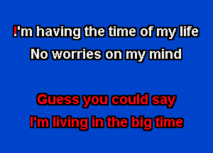 I'm having the time of my life
No worries on my mind

Guess you could say
I'm living in the big time