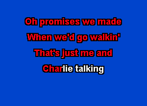 Oh promises we made
When we'd go walkin'

That's just me and

Charlie talking
