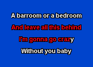 A barroom or a bedroom

And leave all this behind

I'm gonna go crazy

Without you baby