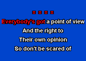 Everybody's got a point of view
And the right to

Their own opinion
80 dth be scared of