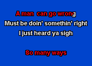 A man can go wrong
Must be doin' somethin' right

Ijust heard ya sigh

So many ways
