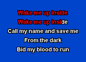 Wake me up inside
Wake me up inside

Call my name and save me
From the dark
Bid my blood to run