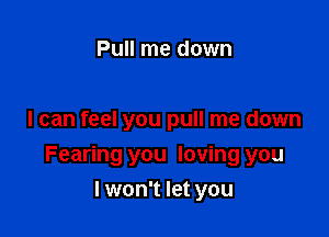 Pull me down

I can feel you pull me down

Fearing you loving you

lwon't let you