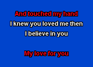And touched my hand
I knew you loved me then
I believe in you

My love for you