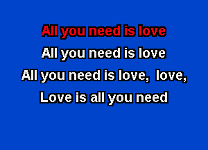 All you need is love
All you need is love
All you need is love, love,

Love is all you need