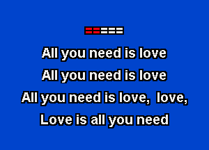 All you need is love
All you need is love
All you need is love, love,

Love is all you need