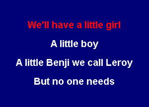 We'll have a little girl
A little boy

A little Benji we call Leroy

But no one needs