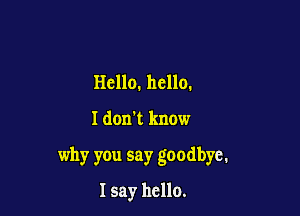 Hello. hc110.

I don't know

why you say goodbye.

I say hello.