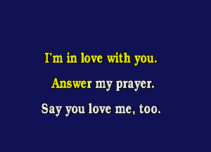 I'm in love with you.

Answer my prayer.

Say you love me. too.