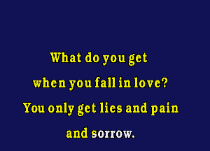 What do you get

when you fall in love?
You only get lies and pain

and sorrow.