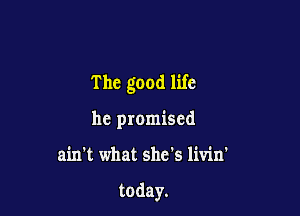 The good life

he promised

ain't what she's livin'

today.