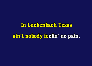 In Luckcnbach Texas

ain't nobody feelin' no pain.