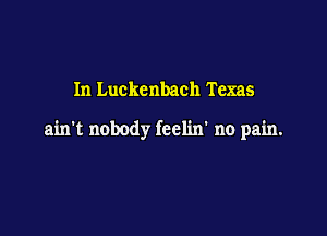 In Luckcnbach Texas

ain't nobody feelin' no pain.