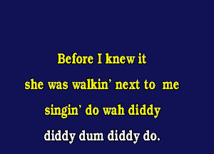 Before I knew it

she was walkin' next to me

singin' do wah diddy
diddy dum diddy do.