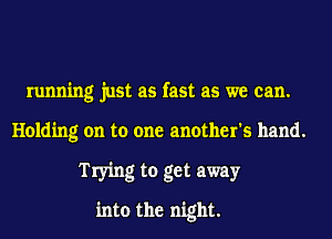 running just as fast as we can.
Holding on to one another's hand.

Trying to get away
into the night.