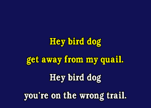 Hey bird dog

get away from my quail.

Hey bird dog

you're on the wrong trail.