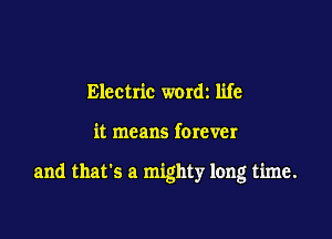 Electric wordz life

it means forever

and that's a mighty long time.