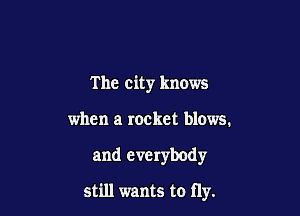The city knows

when a rocket blows.

and everybody

still wants to fly.