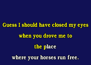 Guess I should have closed my eyes
when you drove me to
the place

where your horses run free.