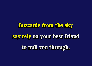 Buzzards from the sky

say rely on your best friend

to pull you through.