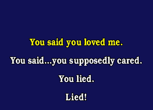 You said you loved me.

You said...you supposedly cared.

You lied.
Lied!