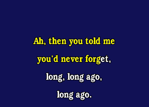 Ah. then you told me

you'd never forget.

long. long ago.

long ago.