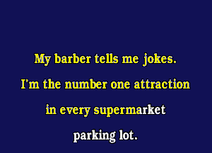 My barber tells me jokes.
I'm the number one attraction
in every supermarket

parking lot.