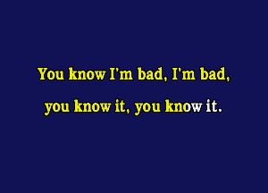 You know I'm bad. I'm bad.

you know it. you know it.